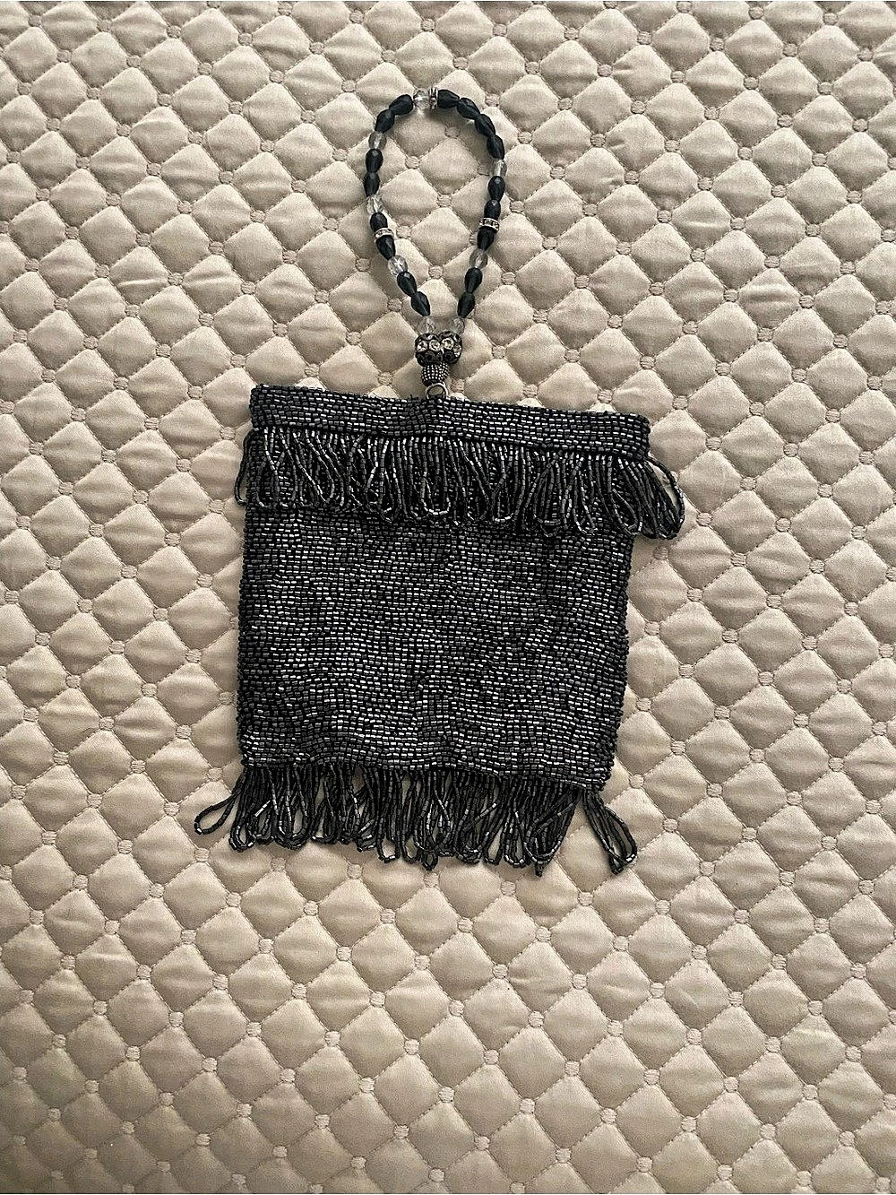 Lily Scott Beaded Fringe Mini Bag in Black